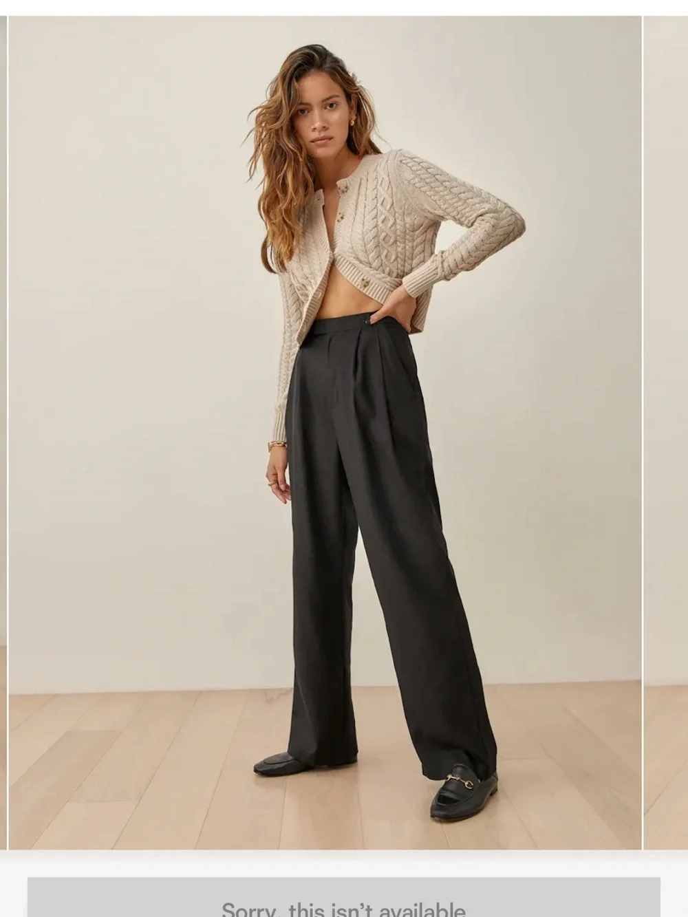 Reformation Earl Pant Black Linen Blend Wide Leg Trouser Designer Sz 12 NEW